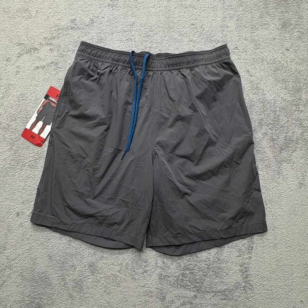 Kirkland Signature Swim Shorts Mens Medium Gray Drawstring Quick Dry Trunks New